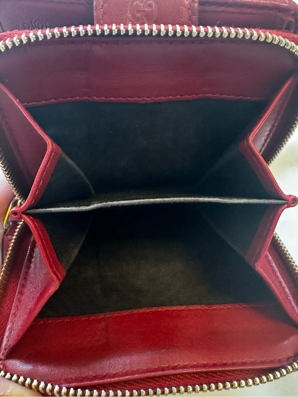 Gucci Red Guccissima Leather Compact Zip and bifold Wallet Made In Italy - Picture 6 of 6